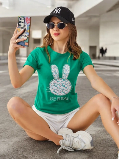 Royalfashion Tricou din bumbac pentru femei Iepurașul Spune Fii Real