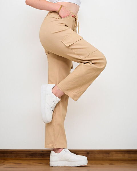 Royalfashion Beige Pantaloni Cargo largi pentru femei
