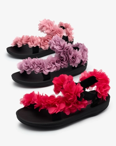 Royalfashion Fucsia Sandale de damă cu flori Alferroy