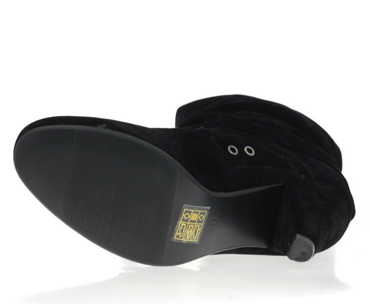 Czarne botki na grubszej szpilce - Obuwie