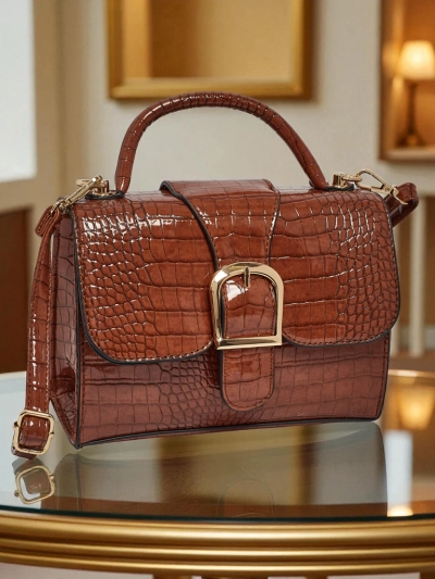 Geantă mică de damă Orlina, lăcuită, din piele ecologică