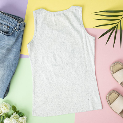 Bluză pentru femei gri deschis cu zirconiu cubic - Îmbrăcăminte