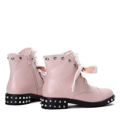 Różowe workery z perełkami i cyrkoniami Kim - Obuwie