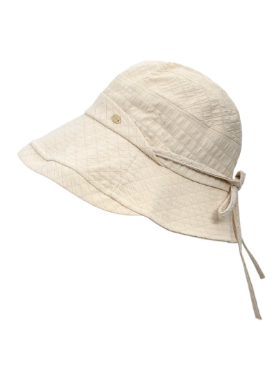 Kremowy kapelusz damski Aurelia – letni bucket hat z poliestru