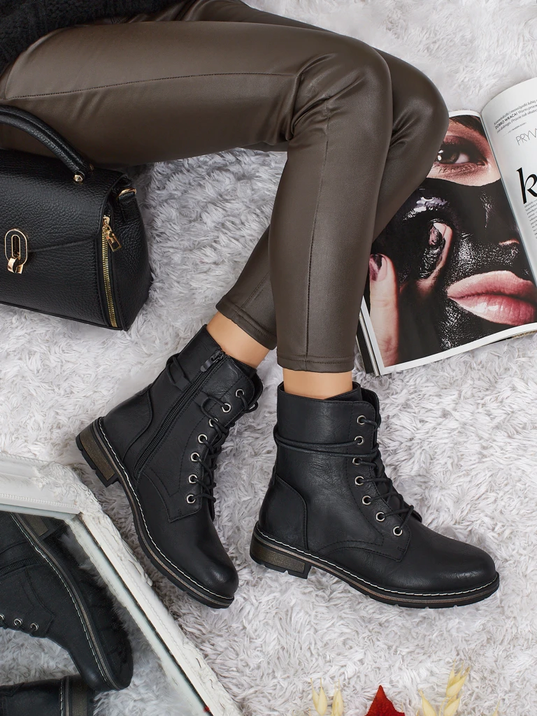 Botine Dama Luna Negre Sintetice Casual de Toamnă