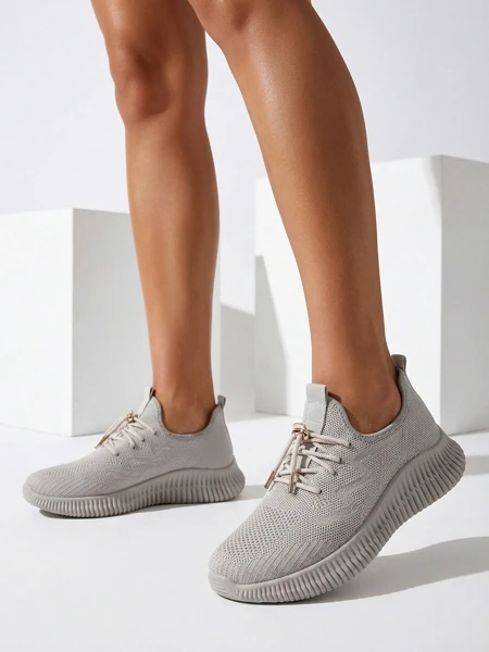 Aurelia Beige Royalfashion – Bezove damske tenisky tkanina snurovane