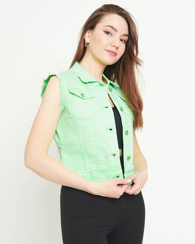 Vestă din denim verde pentru femei - Îmbrăcăminte