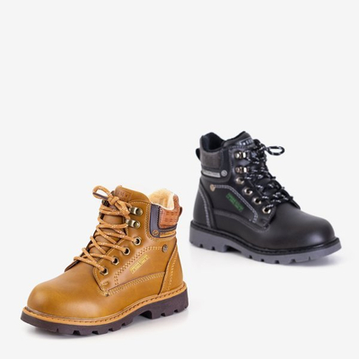 Cizme de drumeții pentru băieți de culoare maro deschis cu inscripții Navide - Încălțăminte