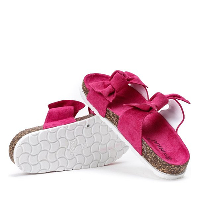 Fuksjowe klapki z kokardką Marecia - Obuwie