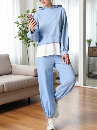 Royalfashion Set femei din bumbac cu inserție de cămașă