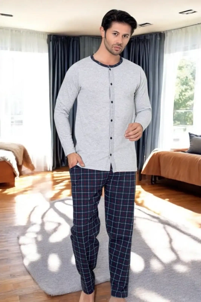Pijamale din bumbac cu carouri pentru bărbați Royalfashion