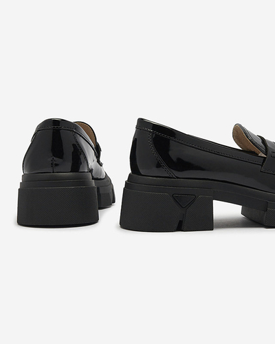 Mocasini negri lăcuiți pentru femei Tygriss- Footwear