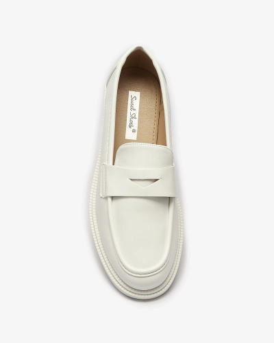 Mocasini albi pentru femei din piele ecologică Zibom- Footwear