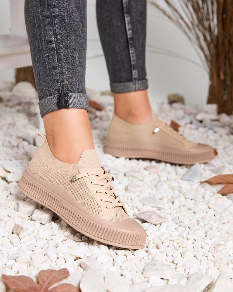 Royalfashion Pantofi de tenis din material textil pentru femei maro deschis Lite Steps