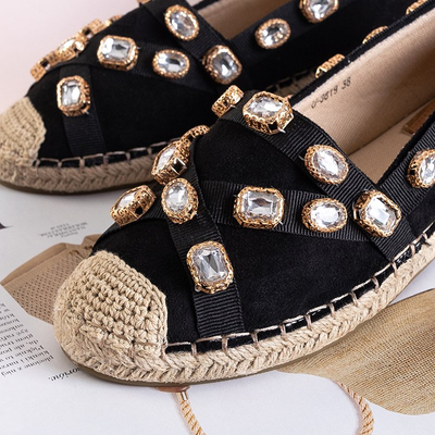 OUTLET Espadrile de dama negre cu cristale Wamba - Incaltaminte