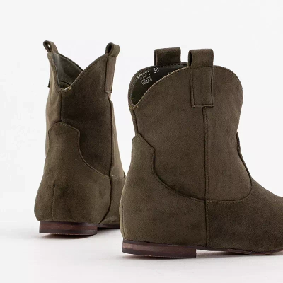 OUTLET Botine de dama verde inchis la glezna cizme cowboy a'la Renola - Incaltaminte