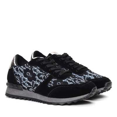 Czarne, sportowe buty z koronką Doris- Obuwie