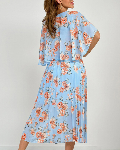 Royalfashion Rochie midi plisată cu motive florale pentru femei