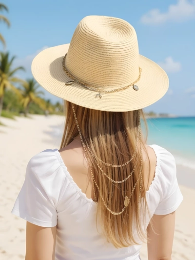 Royalfashion Pălărie de paie pentru femei Golden Halo