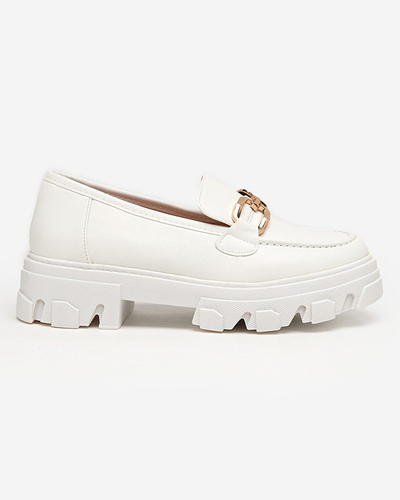OUTLET Pantofi albi de dama cu decor auriu Meritso - Incaltaminte