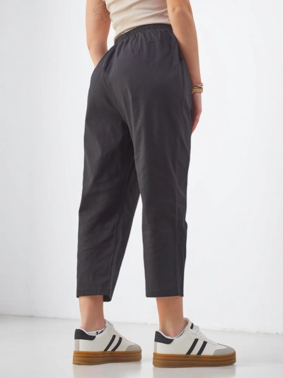 Pantaloni largi din bumbac pentru femei Royalfashion cu legare