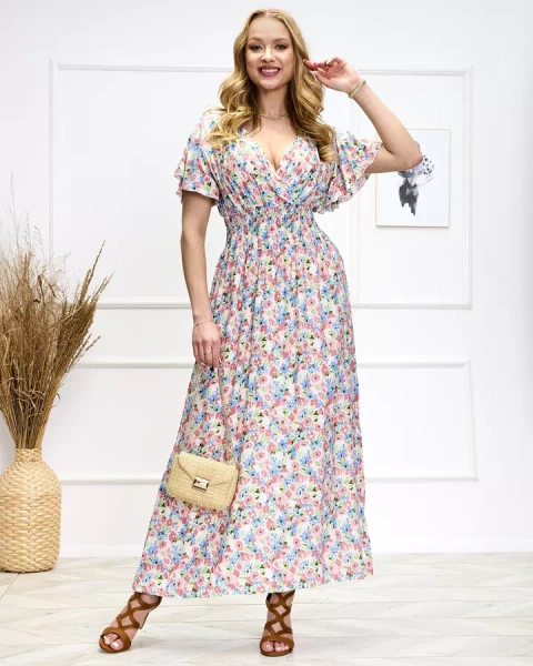 Rochie midi florală pentru femei, roz-verde - Pantofi