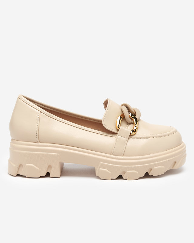 Pantofi de dama bej cu talpa groasa cu decor Simero - Incaltaminte