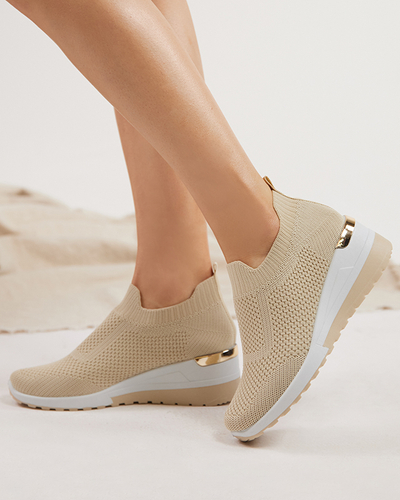 OUTLET Pantofi sport dama bej cu pană Rishmia - Încălțăminte