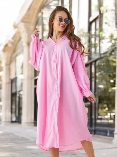 Royalfashion Cămașă lungă din bumbac pentru femei a'la rochie
