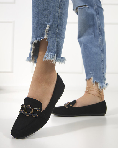 Mocasini negri de dama cu decor Olly - Incaltaminte
