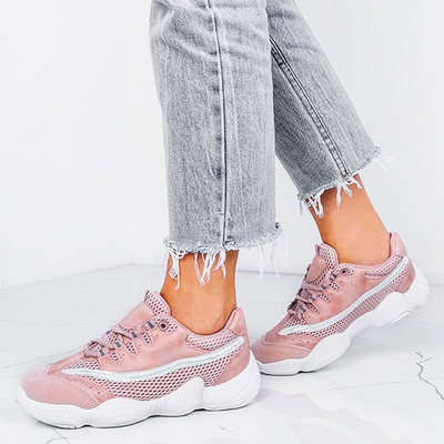 Różowe sportowe buty na wyższej podeszwie Zooey - Obuwie