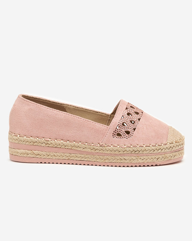 OUTLET Espadrile slip on dama roz cu zirconiu Wexy - Pantofi