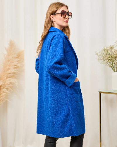 Royalfashion Palton pentru femei din piele de oaie Cobalt