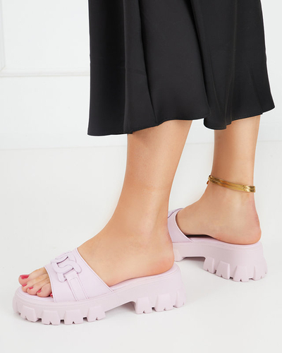 OUTLET Papuci de dama violet pe talpa mai groasa Inza-Shoes
