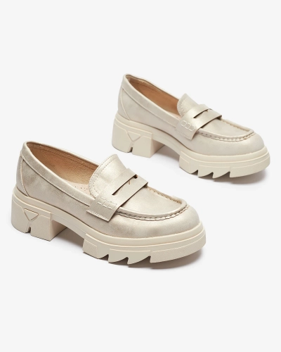 Mocasini din piele ecologică pentru femei, aurii Sepop- Footwear