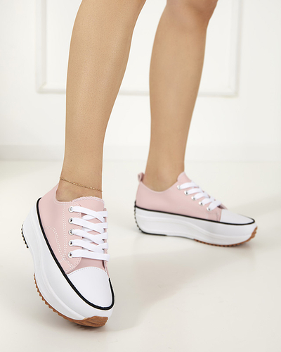 Pantofi sport dama roz deschis a'la tenisi Tenemika din piele ecologica - Incaltaminte