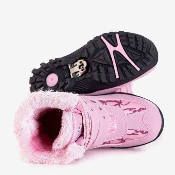 Cizme de zăpadă pentru fete roz cu modele de la Ikuko - Încălțăminte