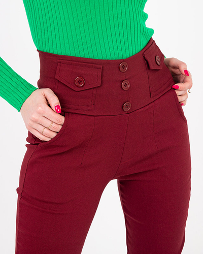 Treggings de damă maro cu nasturi - Îmbrăcăminte
