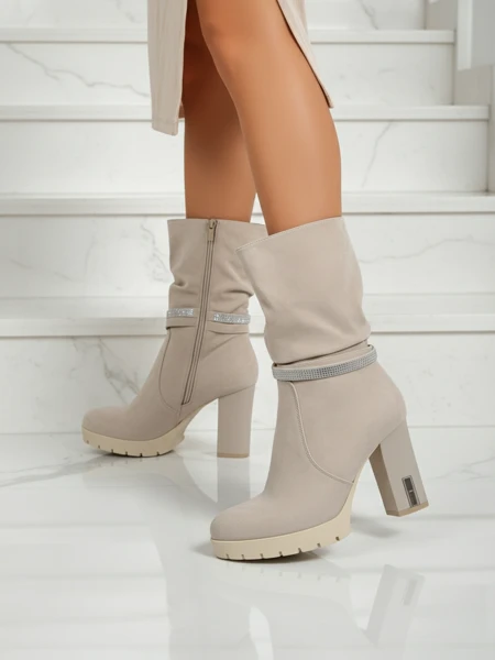 Matowe Rumowe botki damskie na słupku Ashen Bloom