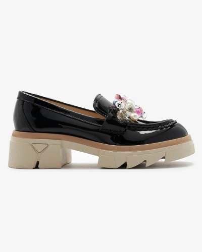 Livia Elegante - Mocasini Negri Luxoși cu Toc Plat