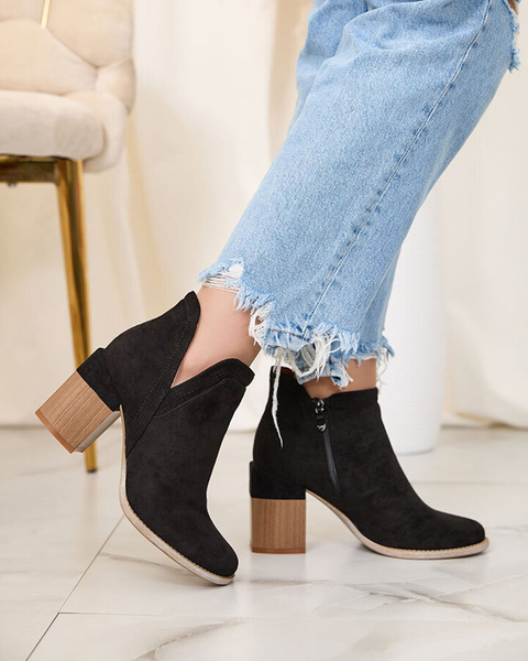 Royalfashion Black Lemere cizme cu toc pătrat negru