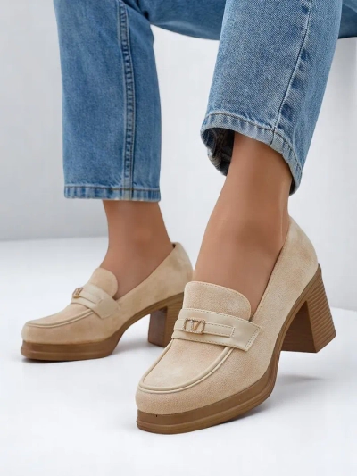 Mocasini cu toc bloc de damă Royalfashion Evelay