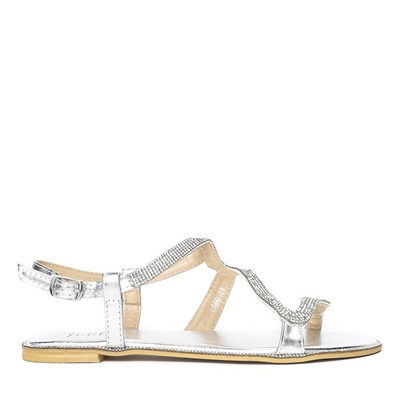 Srebrne sandały zdobione cyrkoniami Little Snake - Obuwie