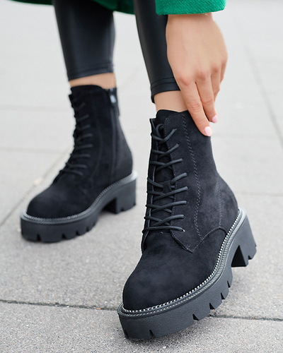 Cizme de damă negre cu toc negru Savet- Footwear