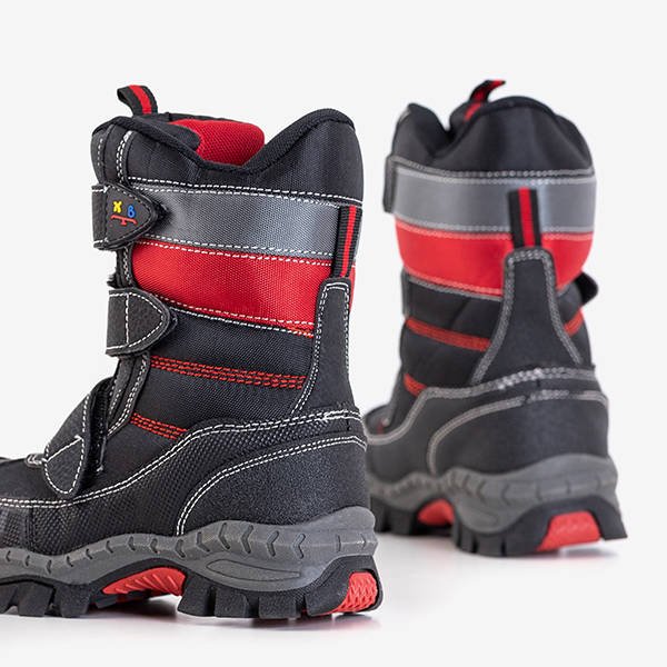 Cizme negre de zăpadă pentru băieți cu elemente de fixare Velcro Fenir - Încălțăminte