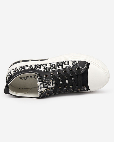Sneakers Livia în Culoarea Alb-Negru cu Platformă