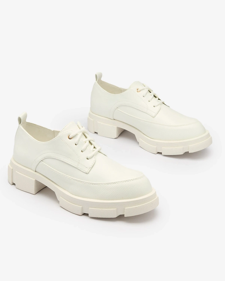 Royalfashion Alb talpă solidă pentru femei Trendy Chunky half shoes