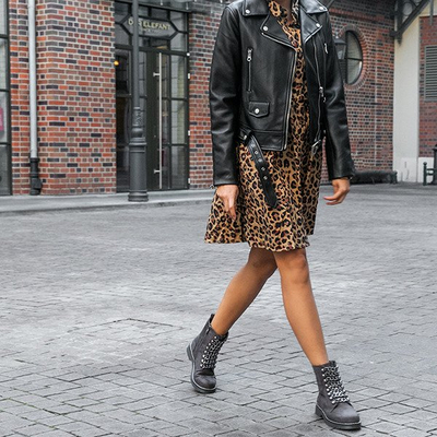 Szare workery z łańcuszkami Bengta- Obuwie