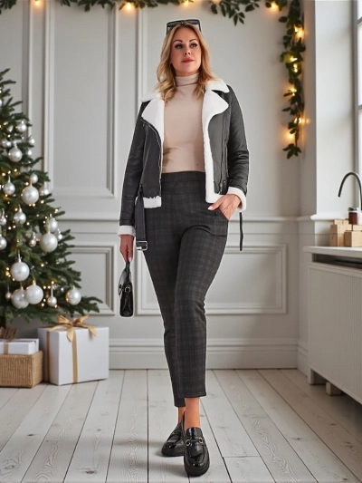 Royalfashion Pantaloni teggings călduroși pentru femei PLUS SIZE