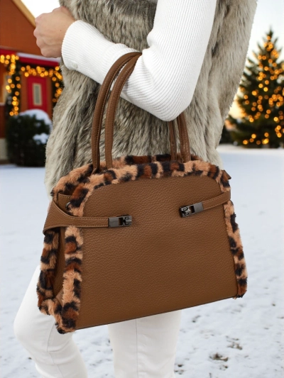 Geantă mică de damă din piele ecologică cu imprimeu de panteră Panthory